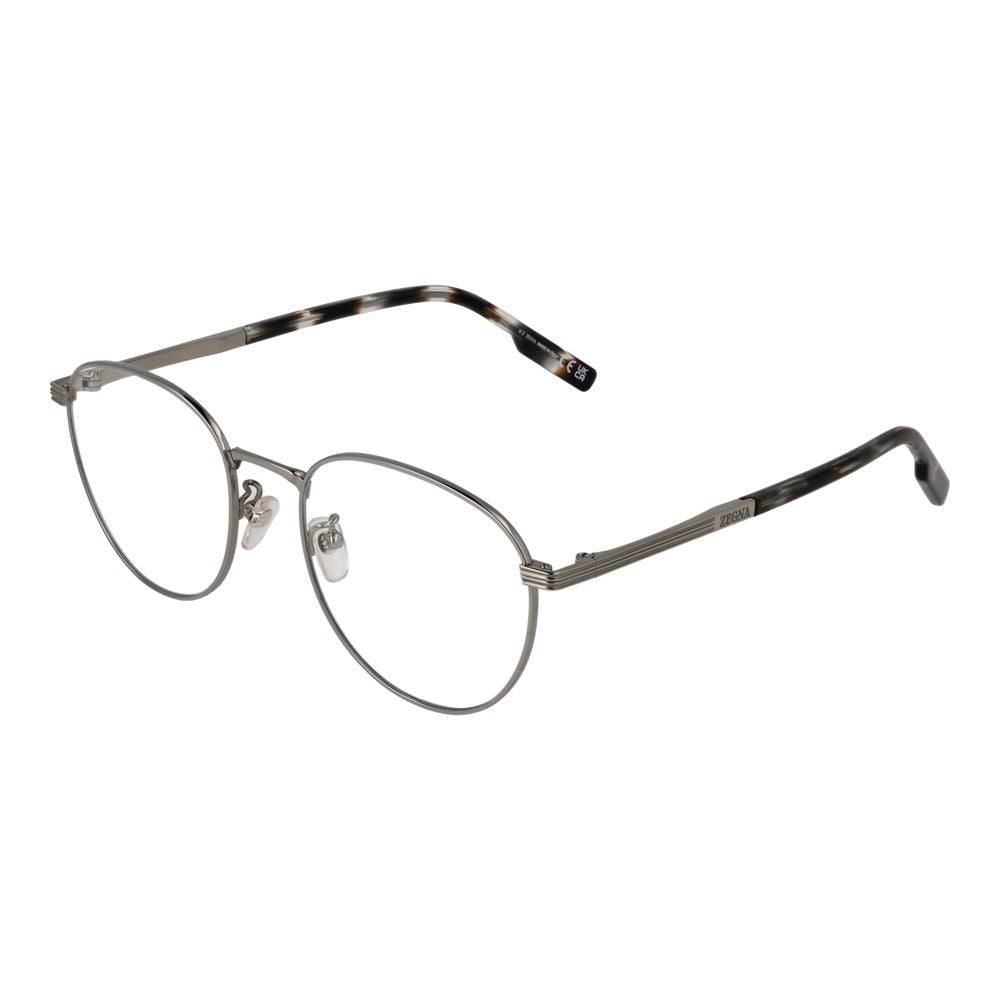 Ermenegildo Zegna Men’s Optical Glasses – Gunmetal Round Frame, 52mm