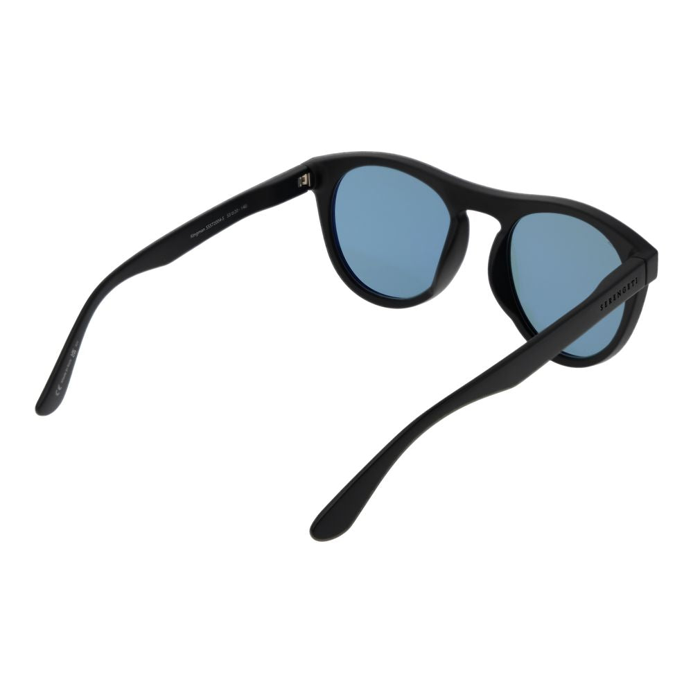 Serengeti Black Unisex Sunglasses – Chic Panto Frame with Blue Lenses, 53mm