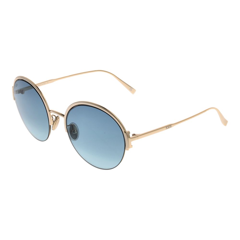 Tod's Women's Sunglasses – Gold Metal Frame with Blue Lenses, 56mm