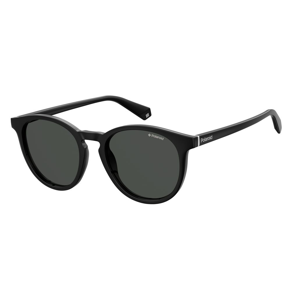 Polaroid Unisex Black Plastic Sunglasses – Oval Shape with Grey Lenses, 51mm