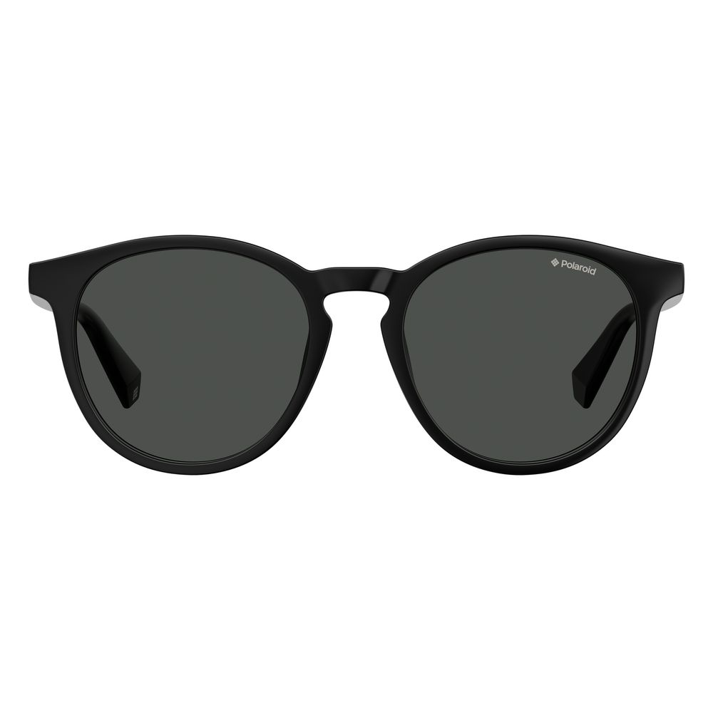 Polaroid Unisex Black Plastic Sunglasses – Oval Shape with Grey Lenses, 51mm