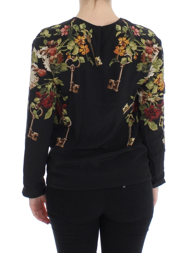 - Elegant Medieval Print Silk Blouse