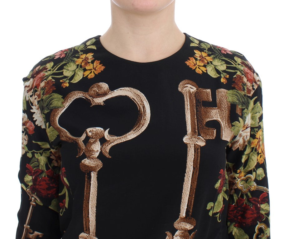 - Elegant Medieval Print Silk Blouse