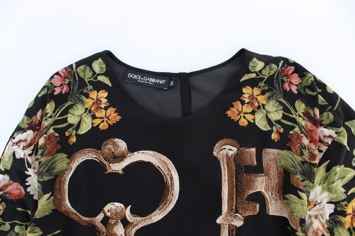 - Elegant Medieval Print Silk Blouse