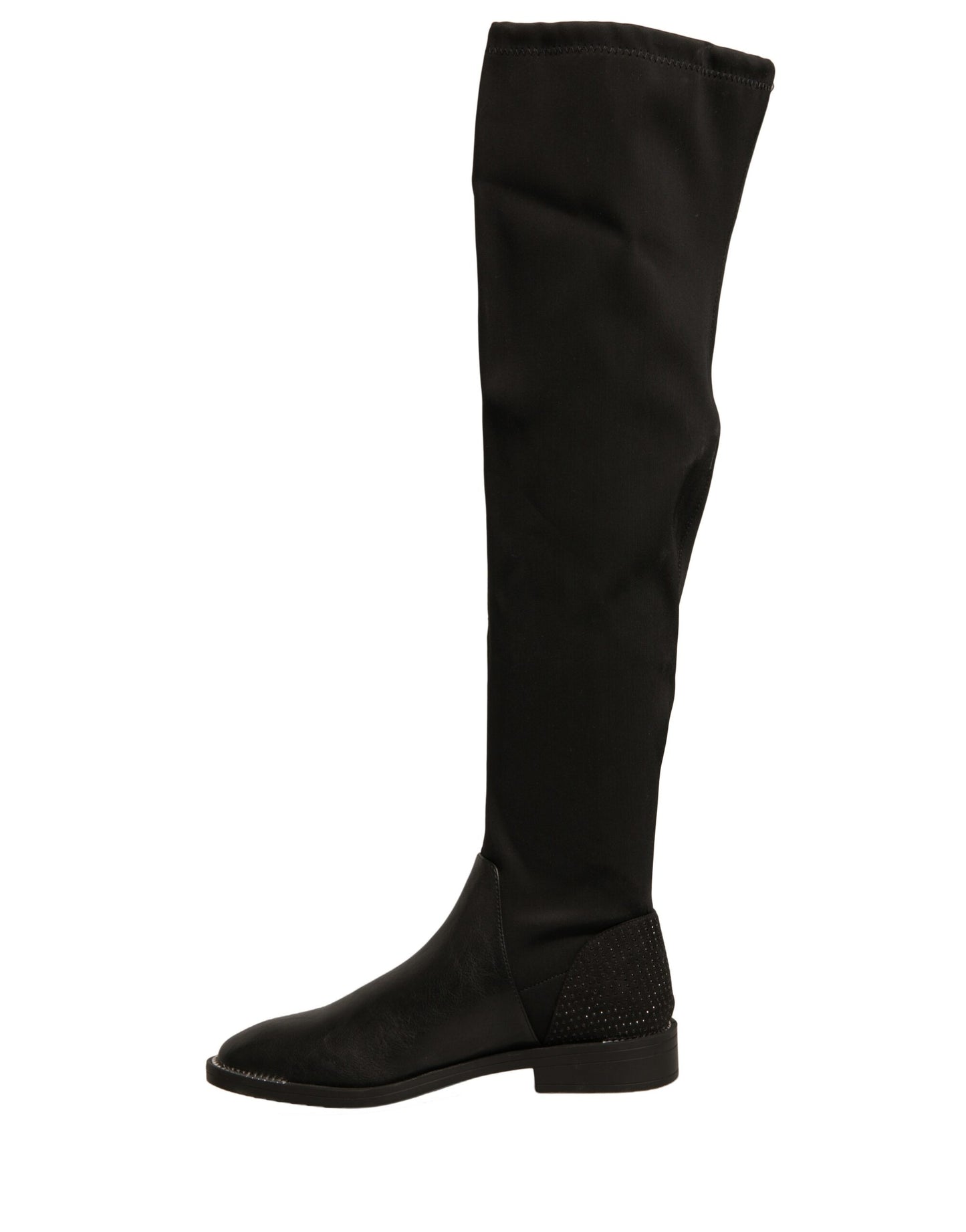 MY TWIN Black Leather Suede Flats High Boots Shoes - Elegant Style and Comfort