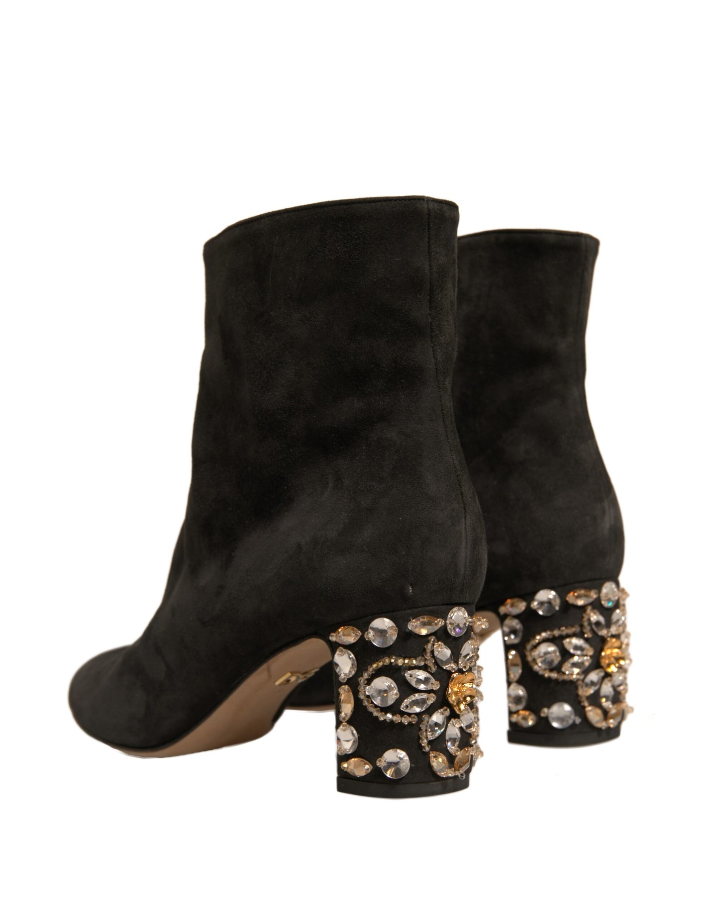 Dolce & Gabbana Black Embellished Heel Ankle Boots