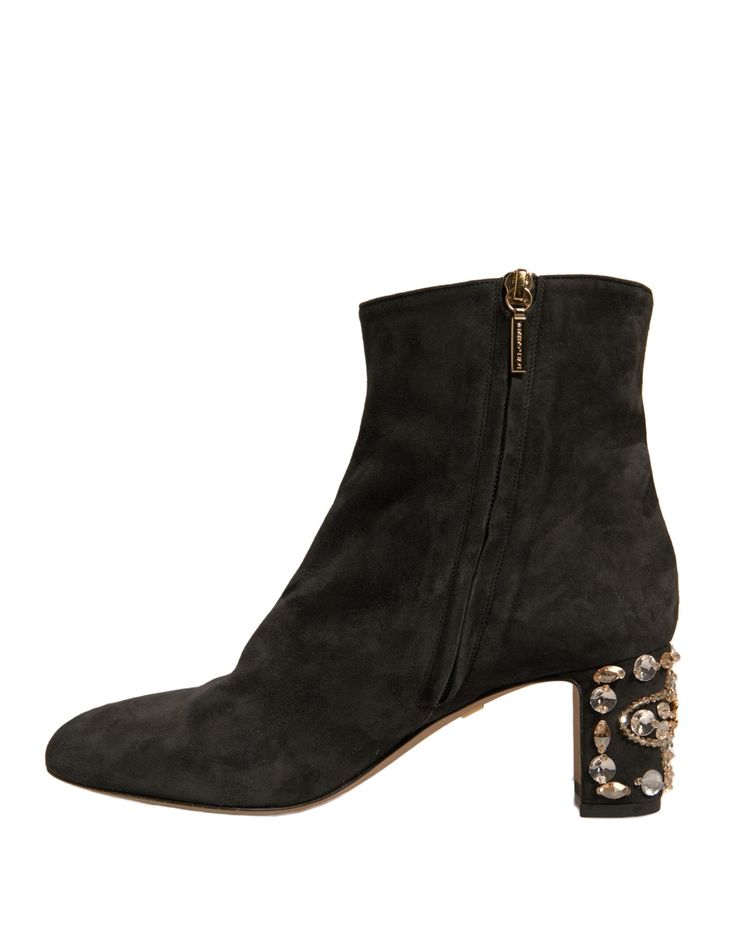 Dolce & Gabbana Black Embellished Heel Ankle Boots