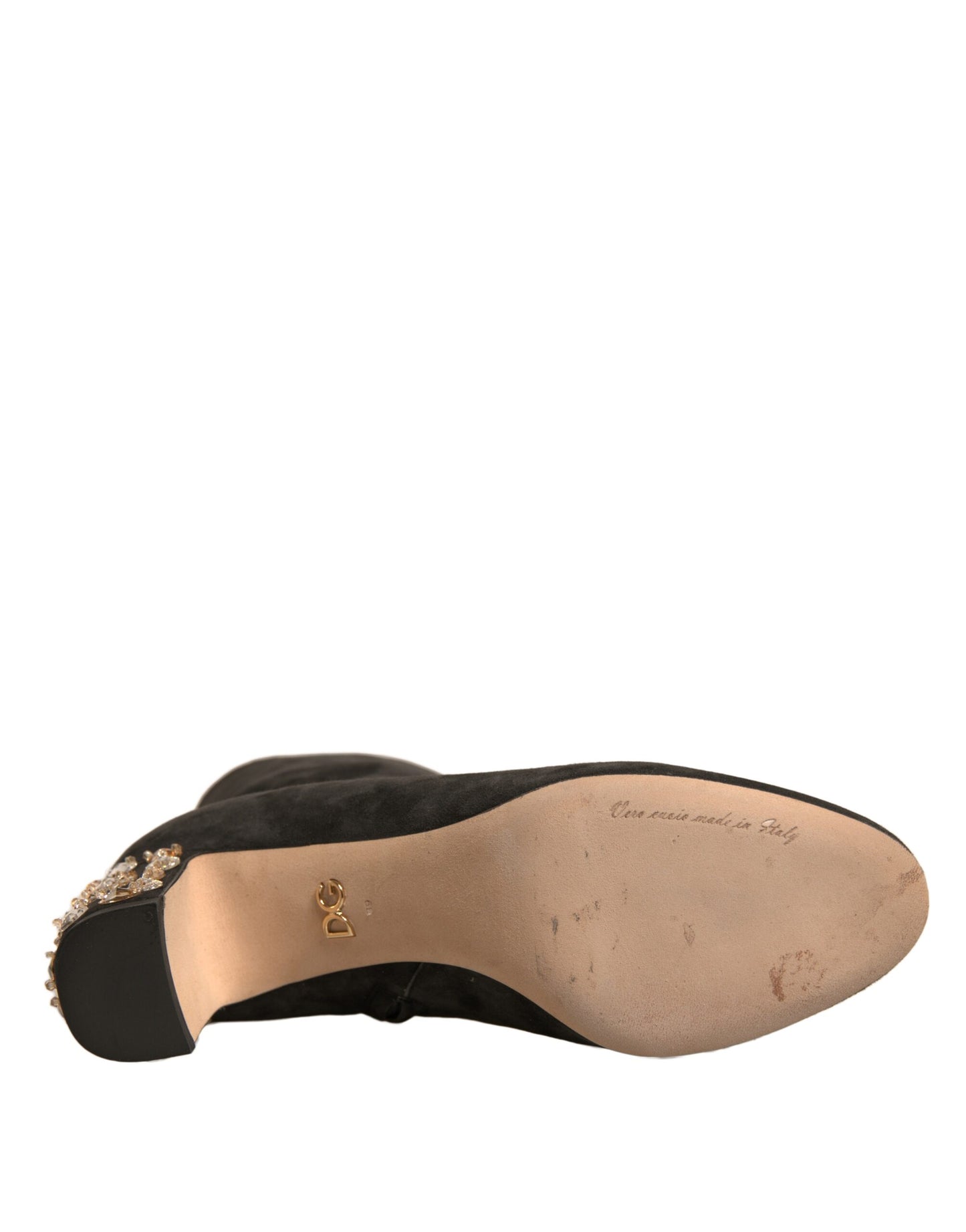 Dolce & Gabbana Black Embellished Heel Ankle Boots