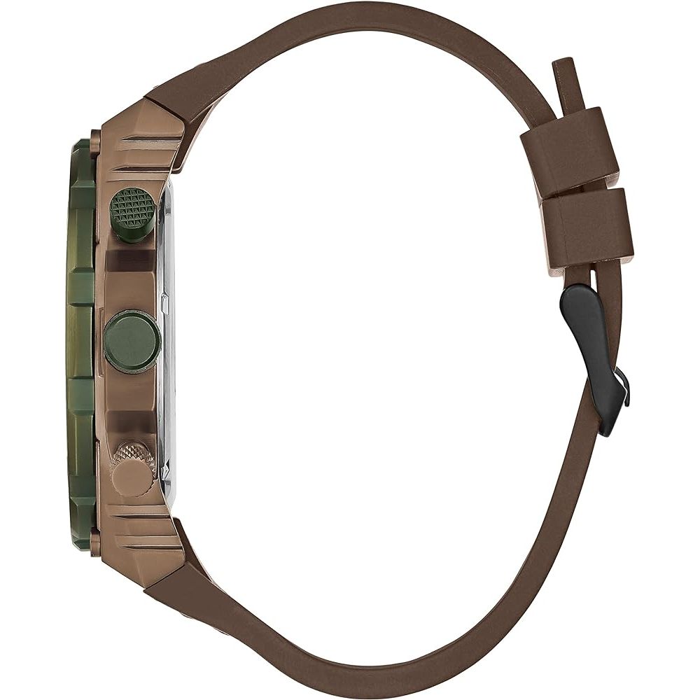 Guess Men’s Watch, Grey Dial, Brown Silicone Strap