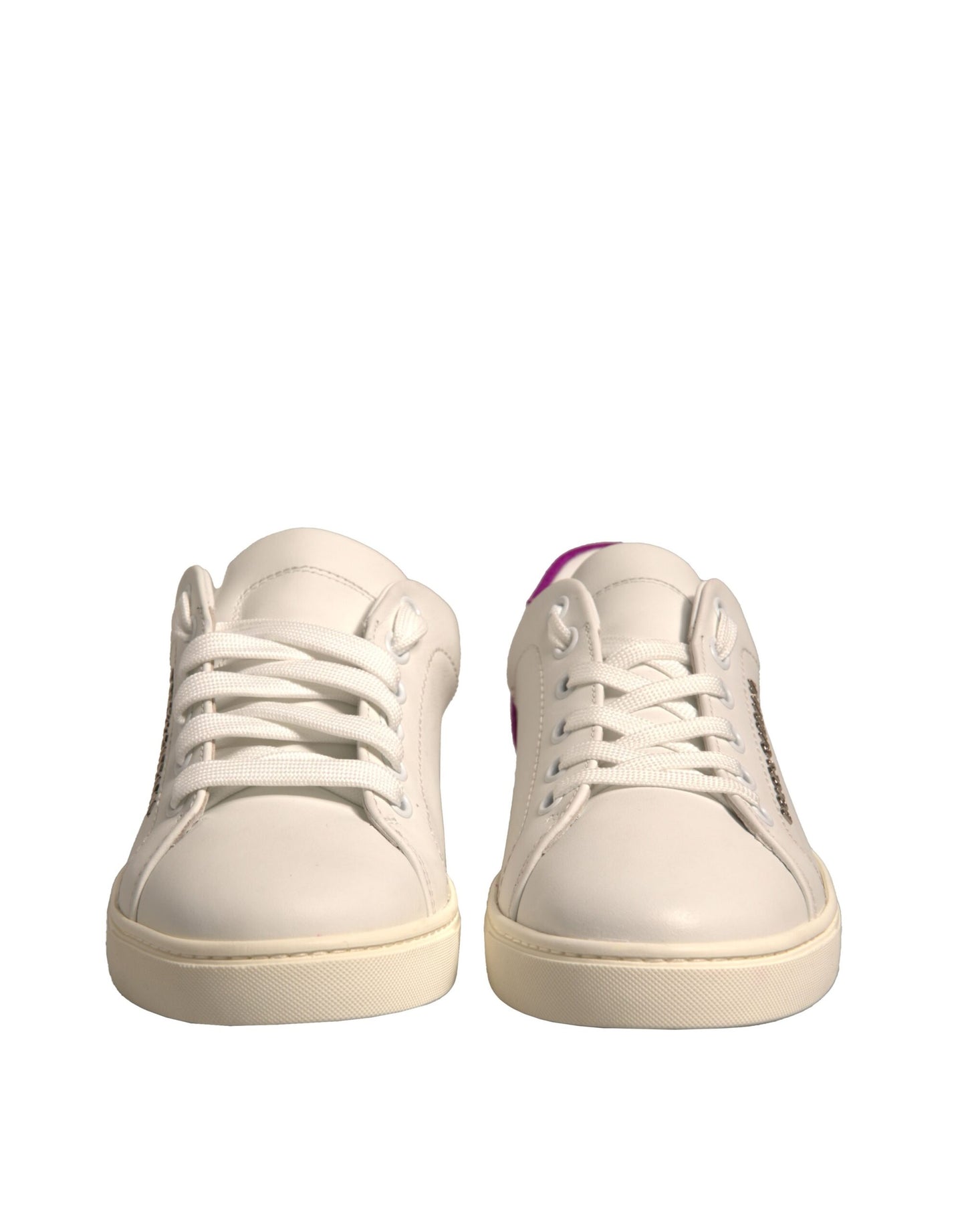 Dolce & Gabbana White Suede Leather Low Top Sneakers