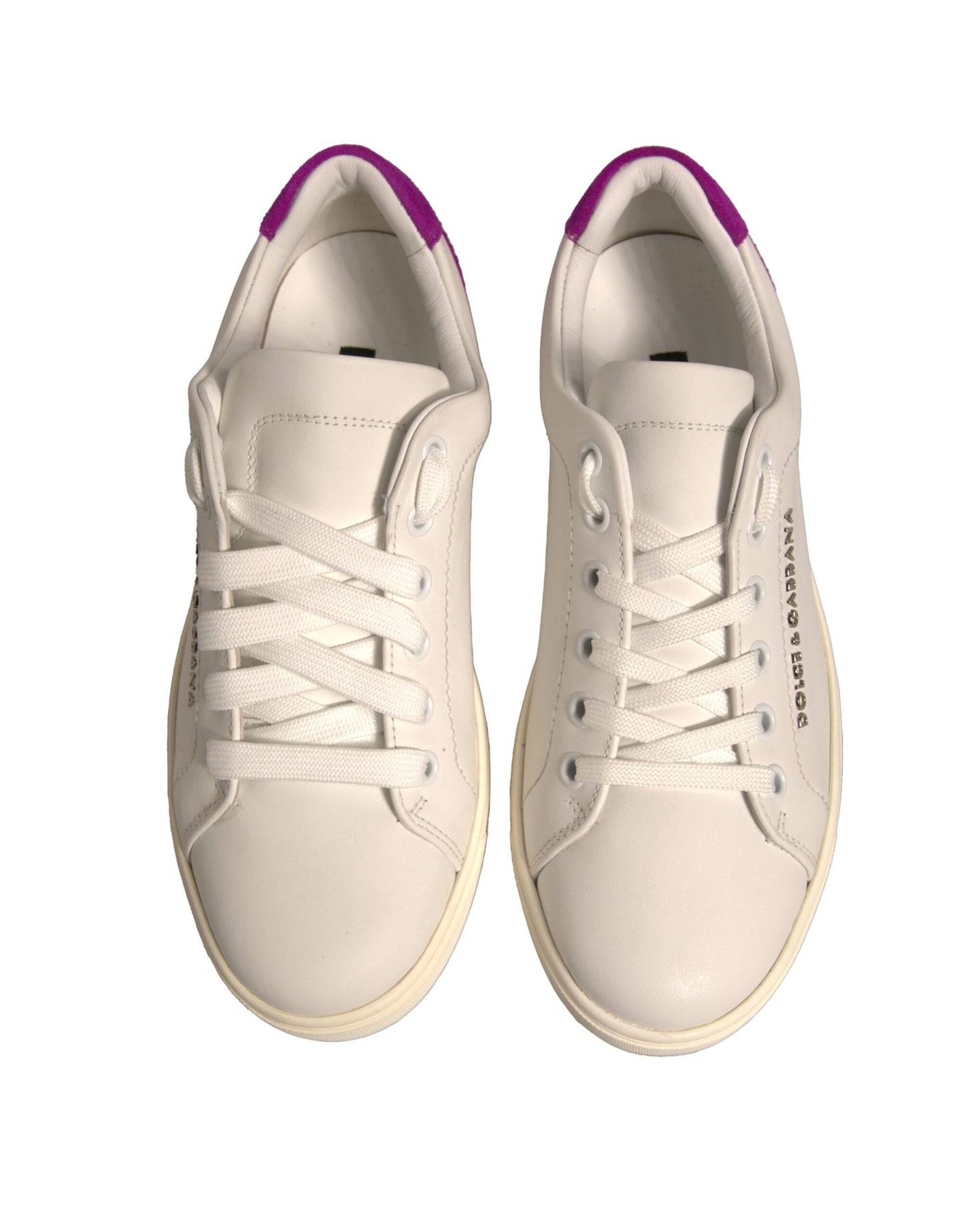 Dolce & Gabbana White Suede Leather Low Top Sneakers