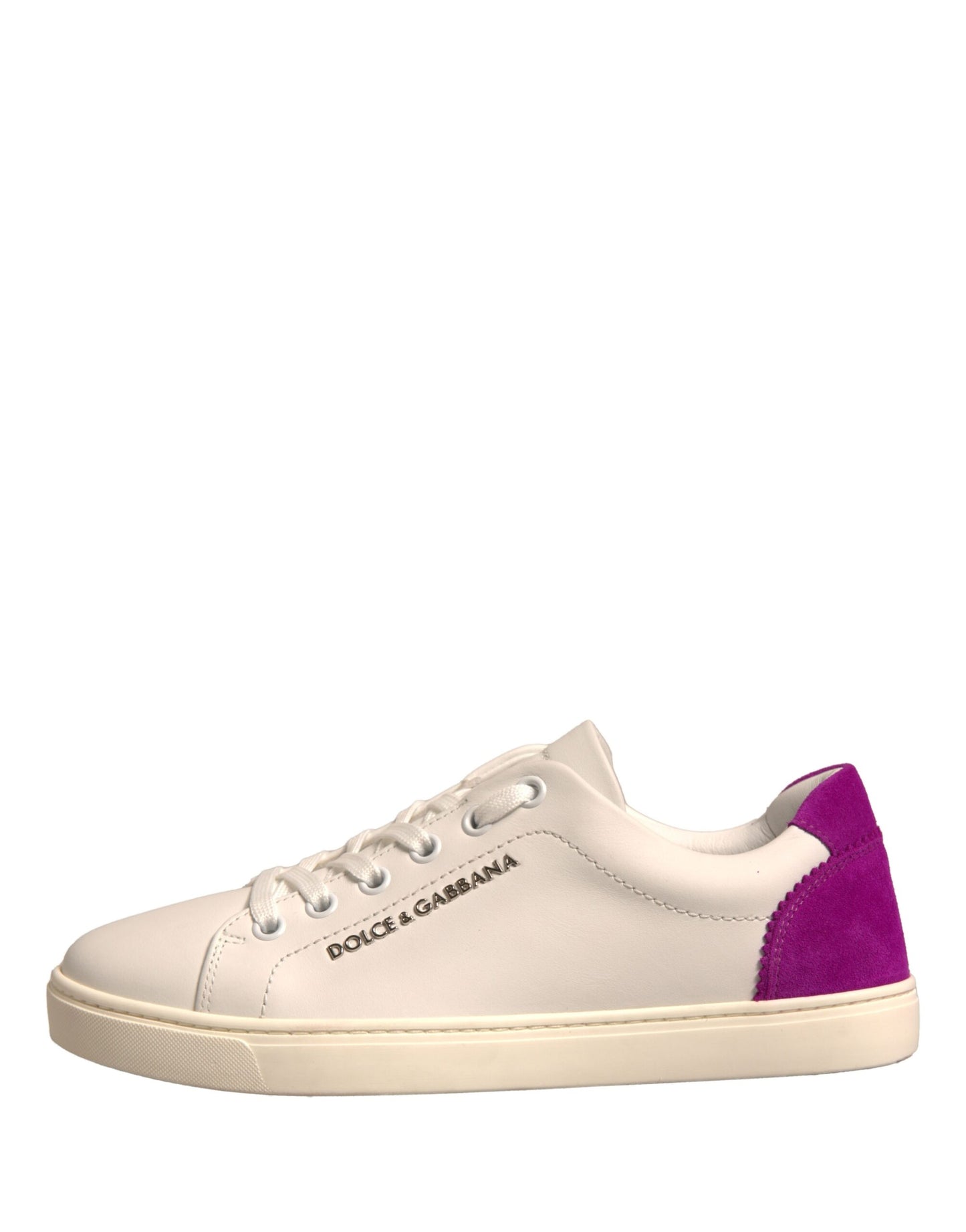 Dolce & Gabbana White Suede Leather Low Top Sneakers