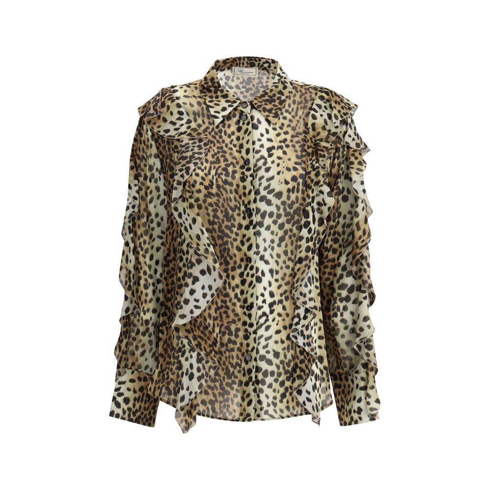 Blumarine Silk Chiffon Leopard Shirt