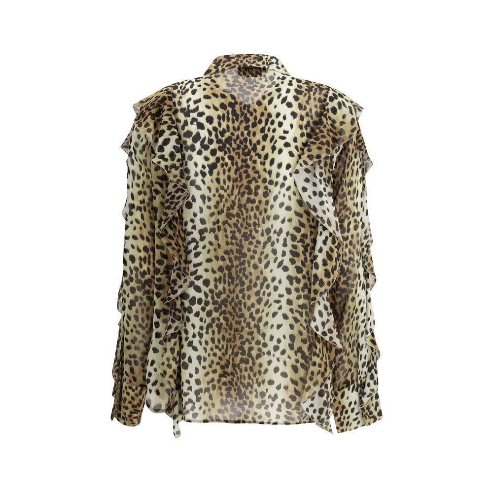 Blumarine Silk Chiffon Leopard Shirt