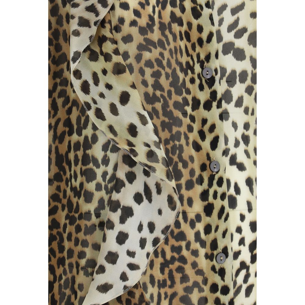 Blumarine Silk Chiffon Leopard Shirt