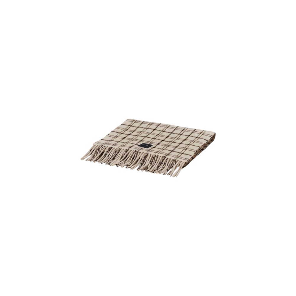 Calvin Klein Beige Wool Checkered Scarf