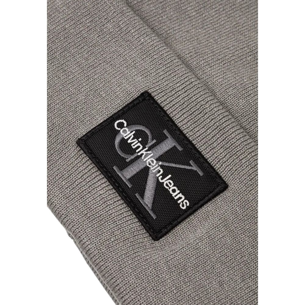 Calvin Klein Jeans Gray Cotton Beanie Hat