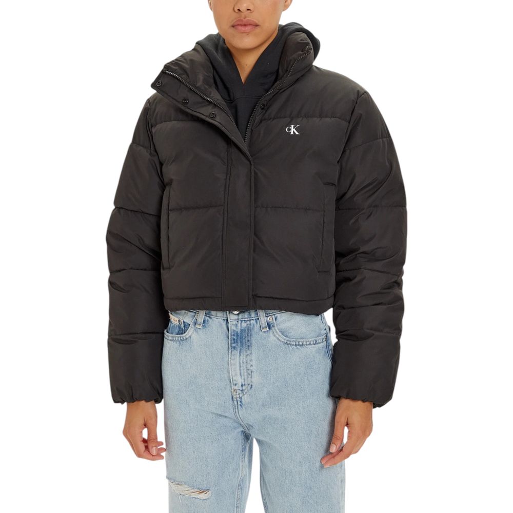 Calvin Klein Jeans Black Polyester Cropped Puffer Jacket