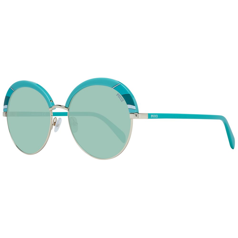 Emilio Pucci Women’s Sunglasses – Turquoise Oval Frame with Green Gradient Lenses, 57mm