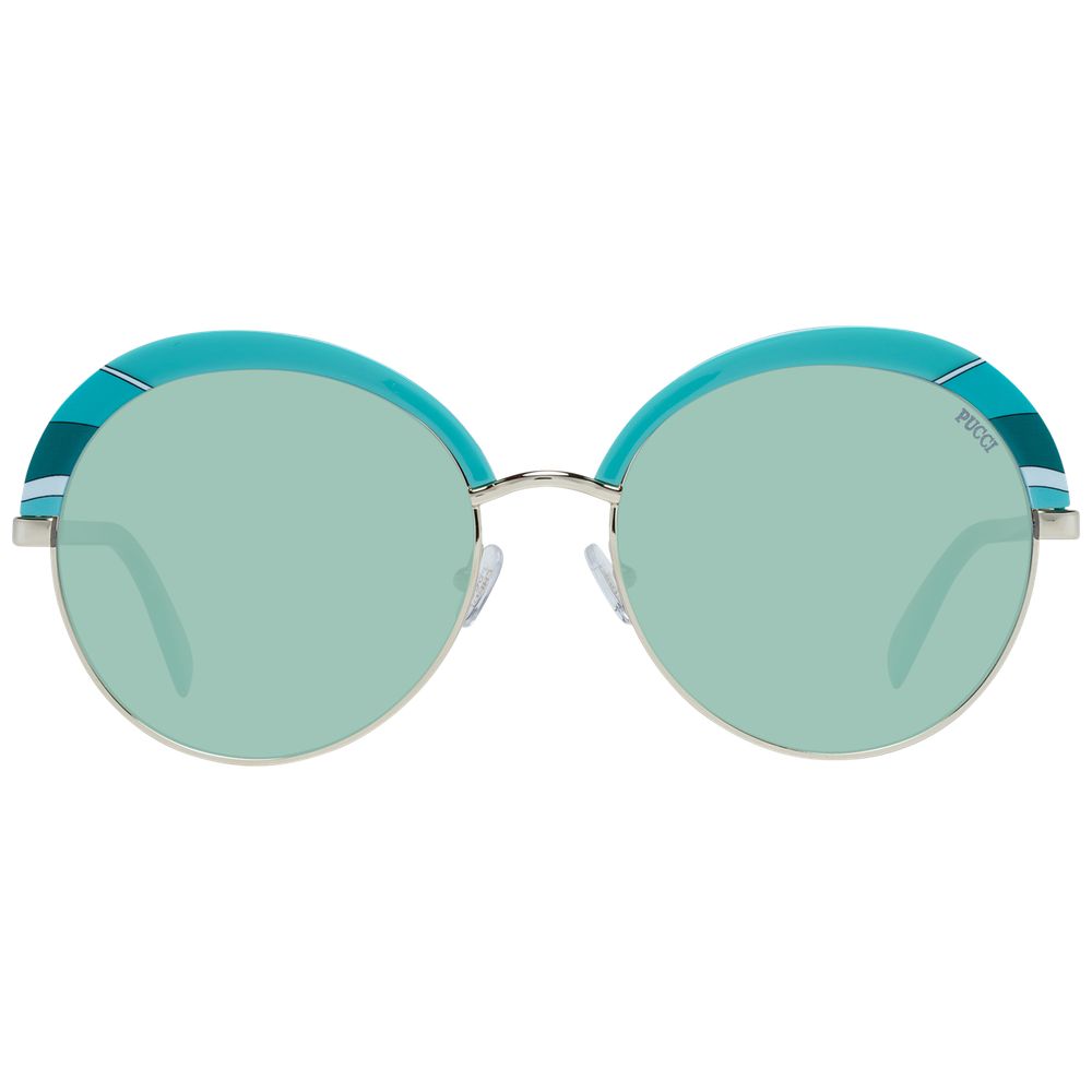 Emilio Pucci Women’s Sunglasses – Turquoise Oval Frame with Green Gradient Lenses, 57mm
