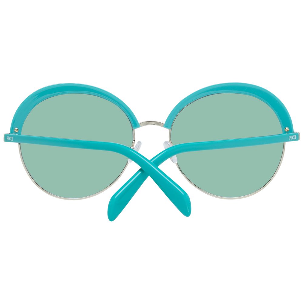 Emilio Pucci Women’s Sunglasses – Turquoise Oval Frame with Green Gradient Lenses, 57mm