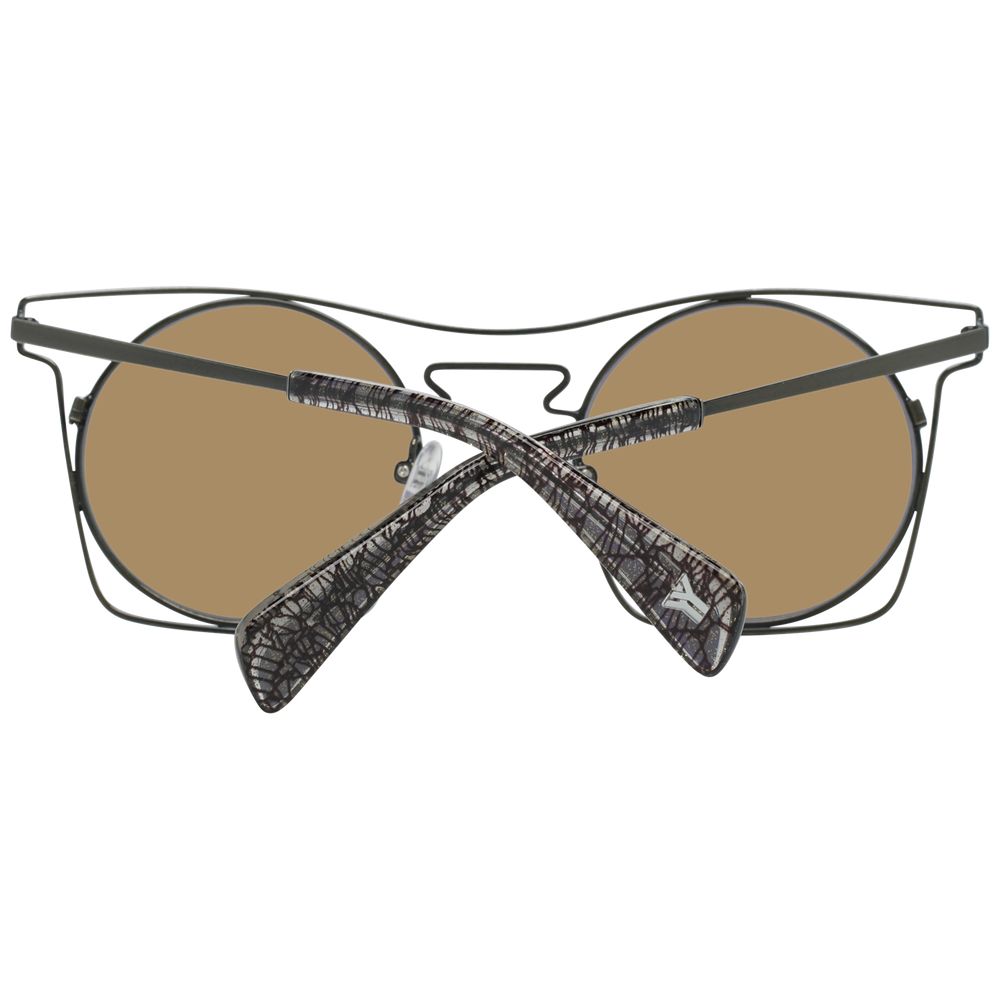 Yohji Yamamoto Men’s Sunglasses – Black Round Metal Frame with Grey Lenses, 49mm