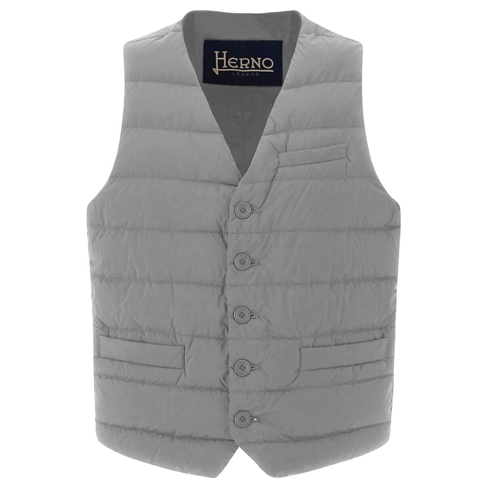 Herno Gray Nylon Vest with Down Filling