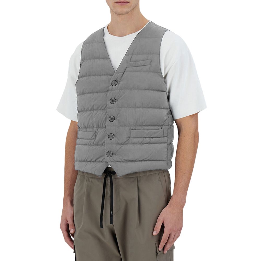 Herno Gray Nylon Vest with Down Filling