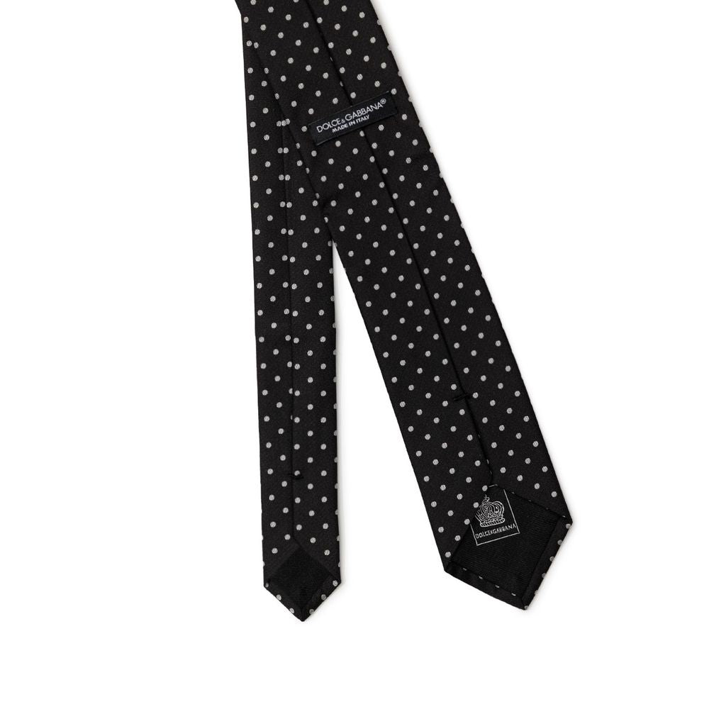 Dolce & Gabbana Luxurious Black Silk Ties & Bowtie Set