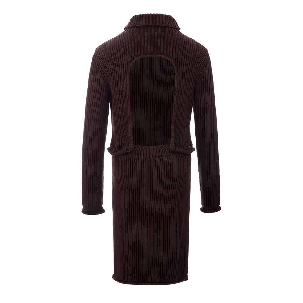 Bottega Veneta Ribbed Brown Midi Dress