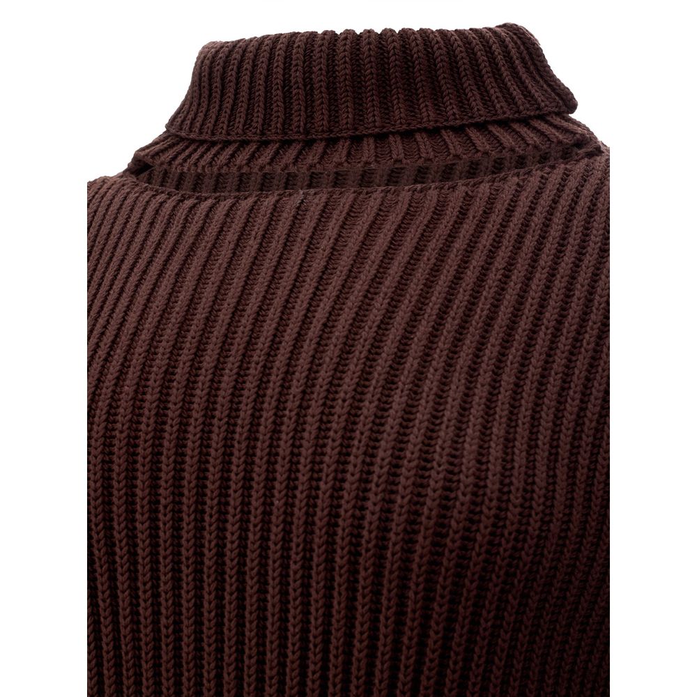 Bottega Veneta Ribbed Brown Midi Dress