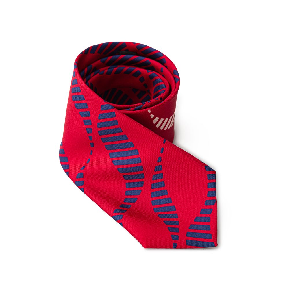 Giorgio Armani Red & Blue Print Silk Tie