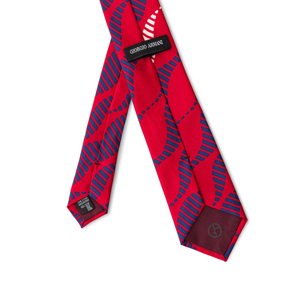 Giorgio Armani Red & Blue Print Silk Tie