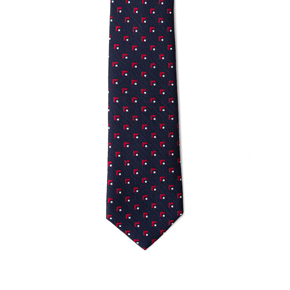 Giorgio Armani Blue Silk Tie with Multicolor Geometries