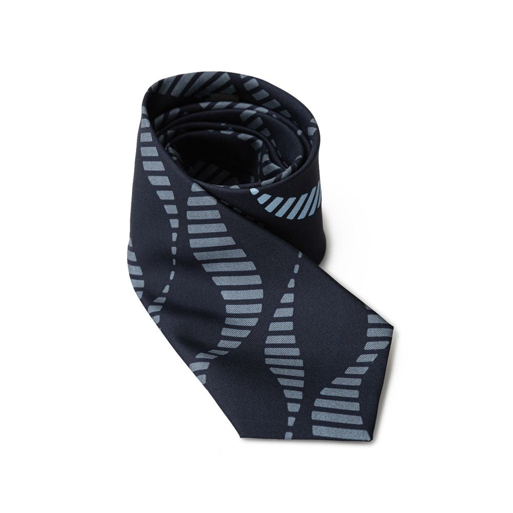 Giorgio Armani Blue Print Silk Tie - Elegant Black with Grey Pattern