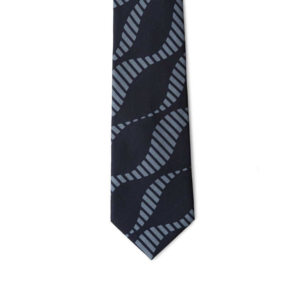 Giorgio Armani Blue Print Silk Tie - Elegant Black with Grey Pattern
