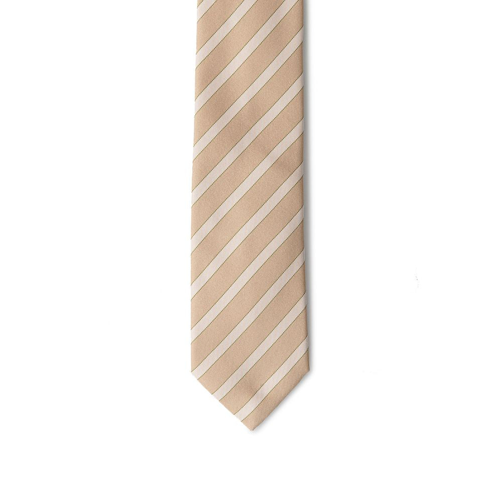 Giorgio Armani Gold Silk Tie with Contrasting Stripes