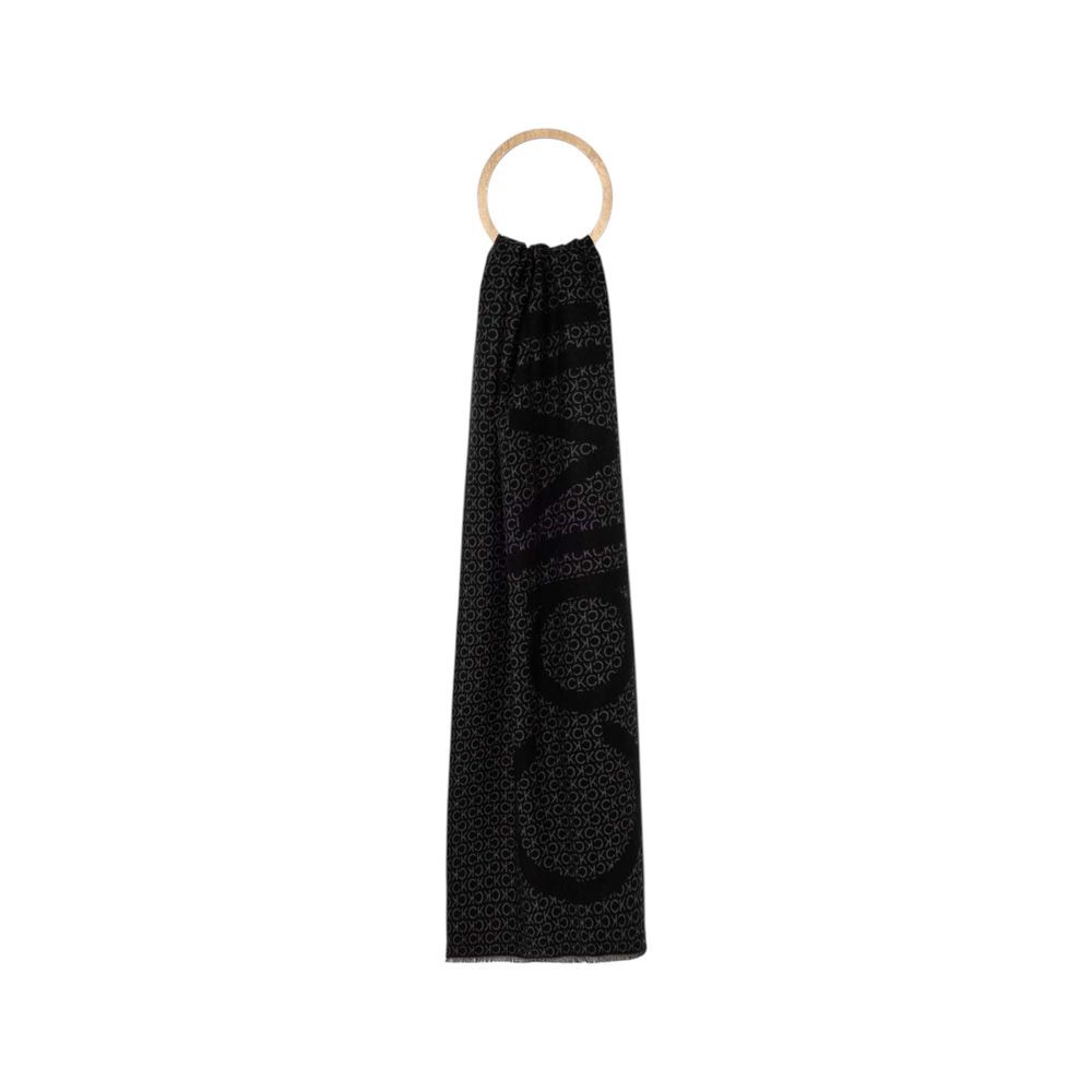 Calvin Klein Black Fringed Scarf for Women