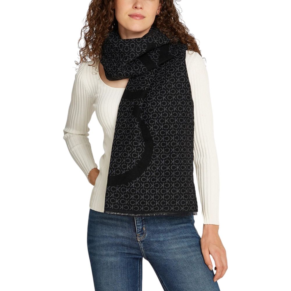 Calvin Klein Black Fringed Scarf for Women
