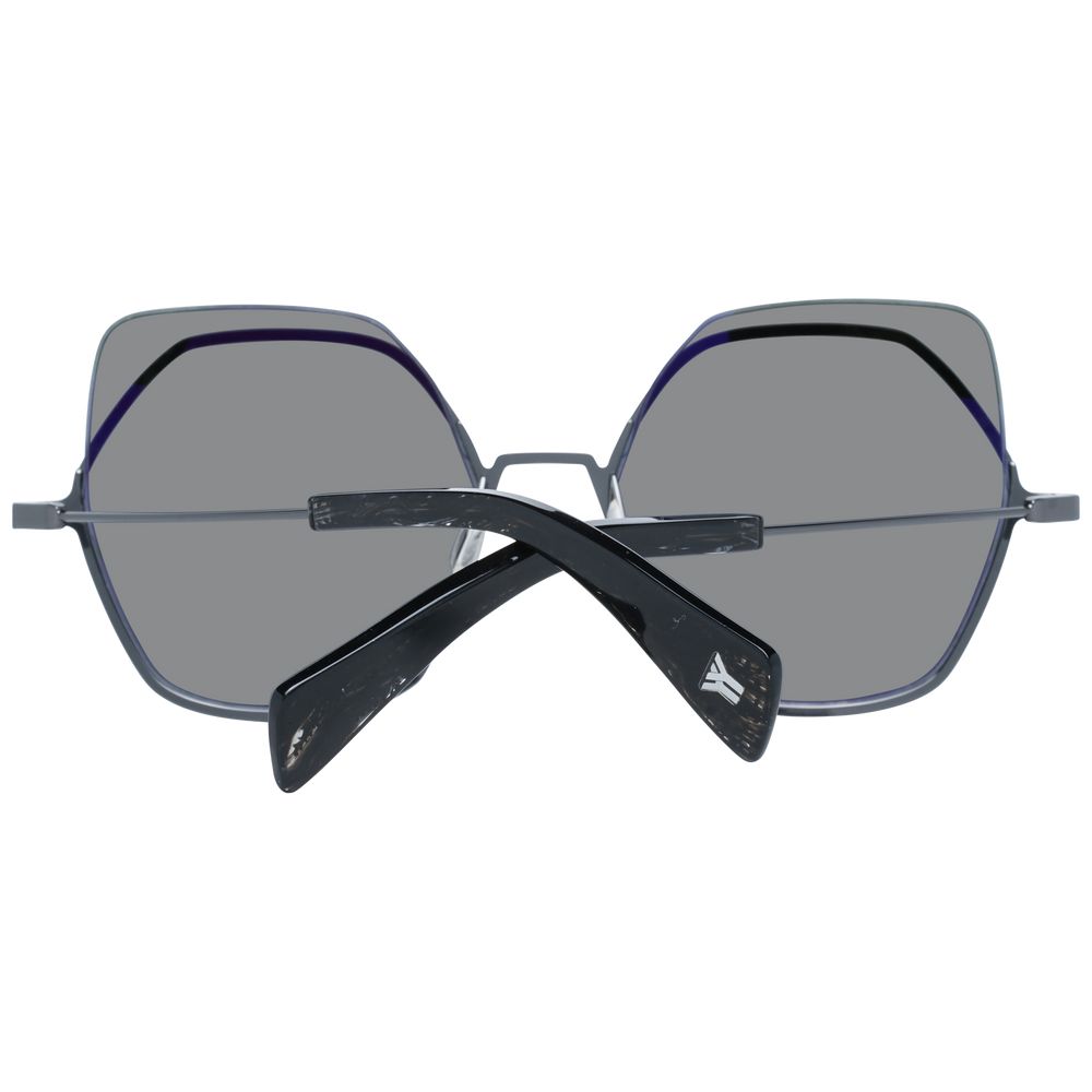 Yohji Yamamoto Women's Sunglasses – Elegant Black Full-Rim Design with Grey Lenses, 52mm