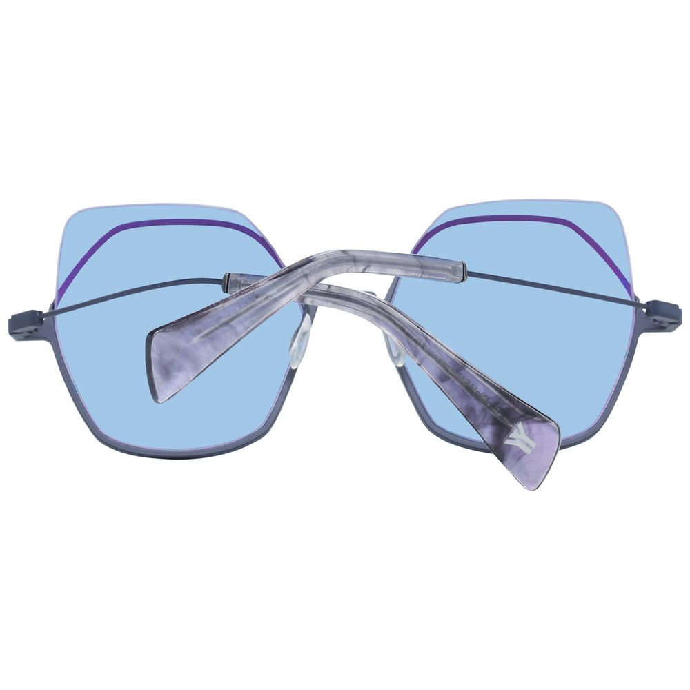 Yohji Yamamoto Women’s Sunglasses – Gunmetal Frame with Blue Lenses, 52mm