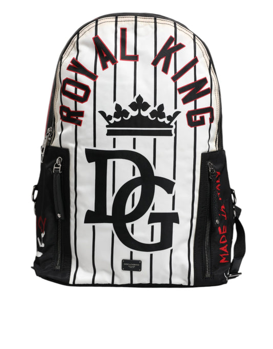 Dolce & Gabbana Black / Red / White Vulcano Royal King Print Backpack