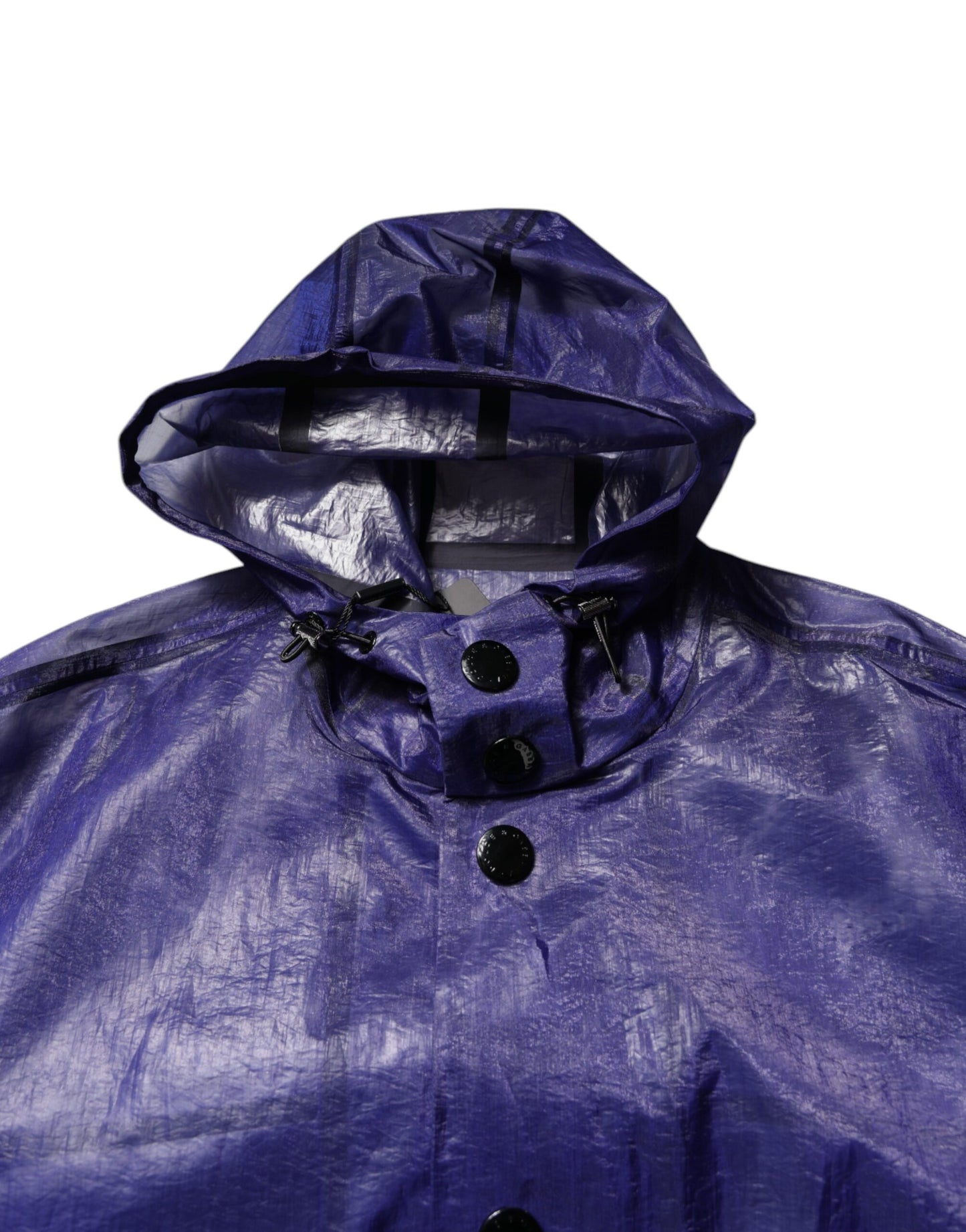 Dolce & Gabbana Dark Blue Cotton Hooded Raincoat Jacket