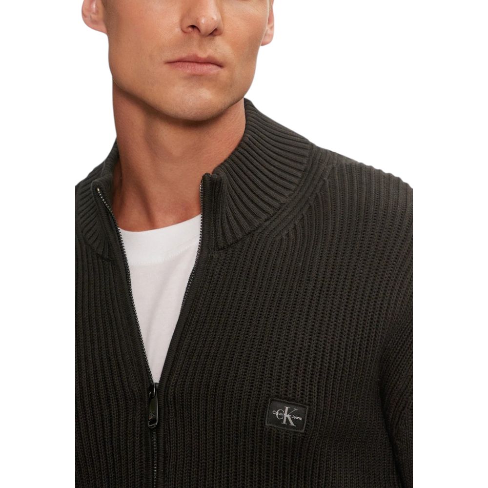 Calvin Klein Jeans Black Zip-Up Cotton Cardigan for Men