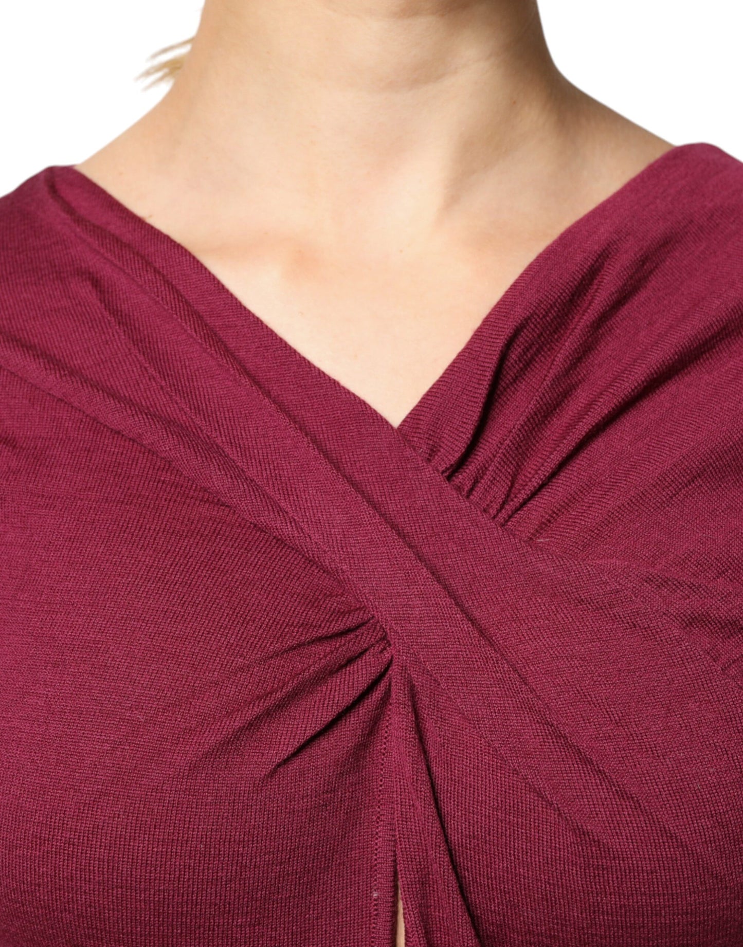 Roberto Cavalli Maroon Keyhole Knit Pullover Sweater