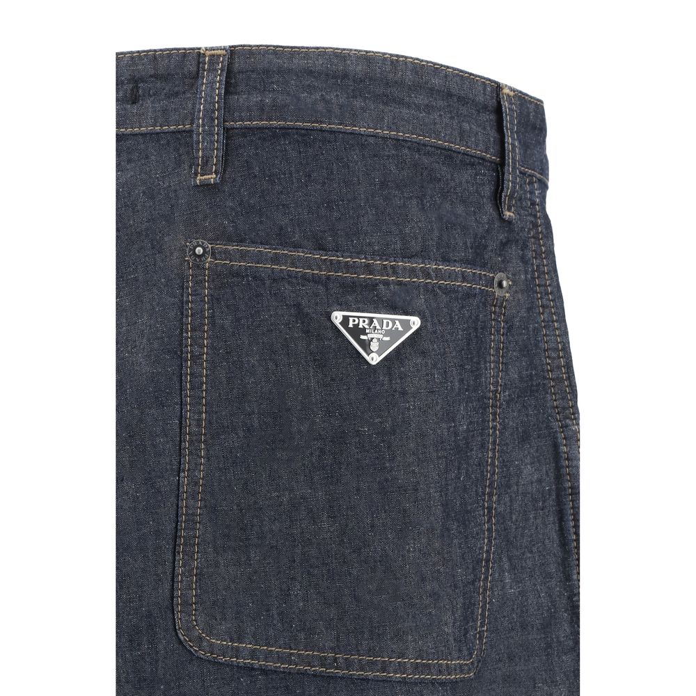 Prada Baggy Wide-Leg Cotton Pants