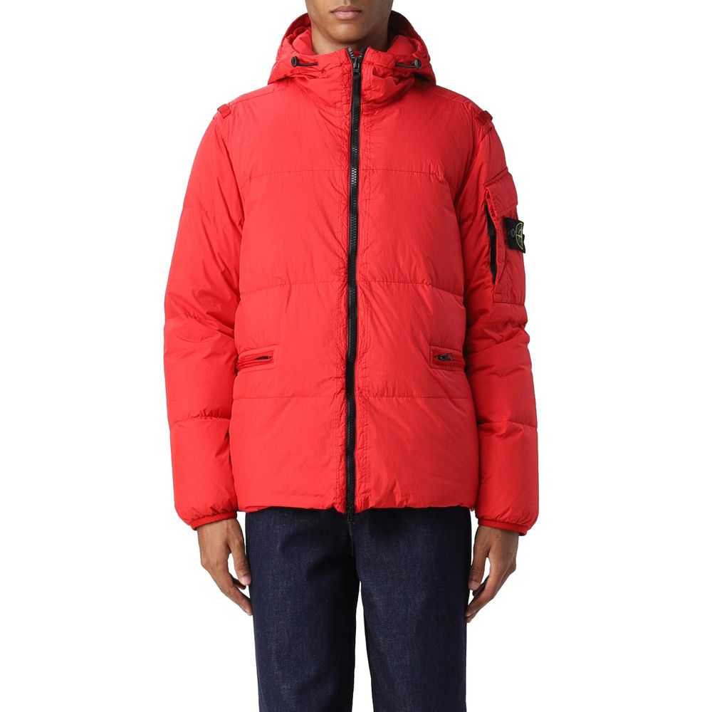 Stone Island Red Nylon Down Jacket