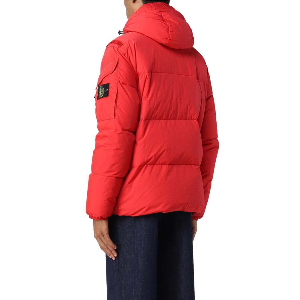Stone Island Red Nylon Down Jacket