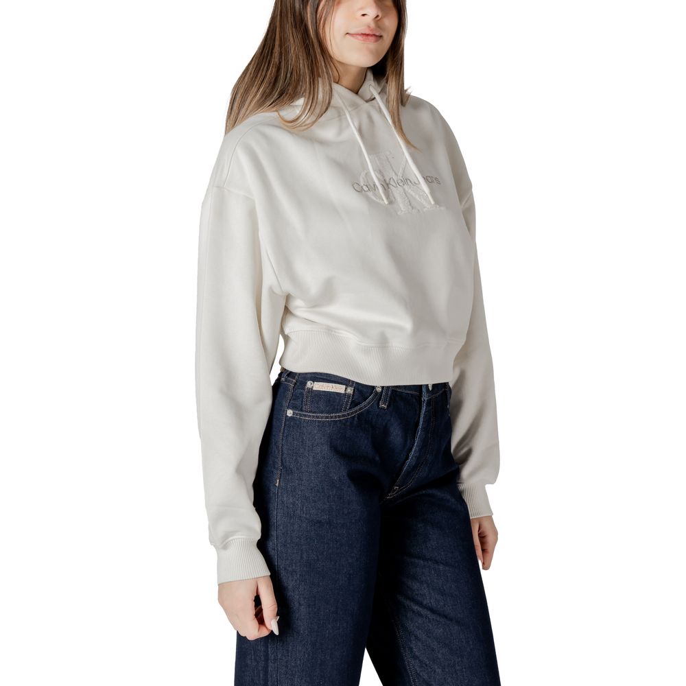 Calvin Klein Jeans Cream Cotton Hoodie for Women