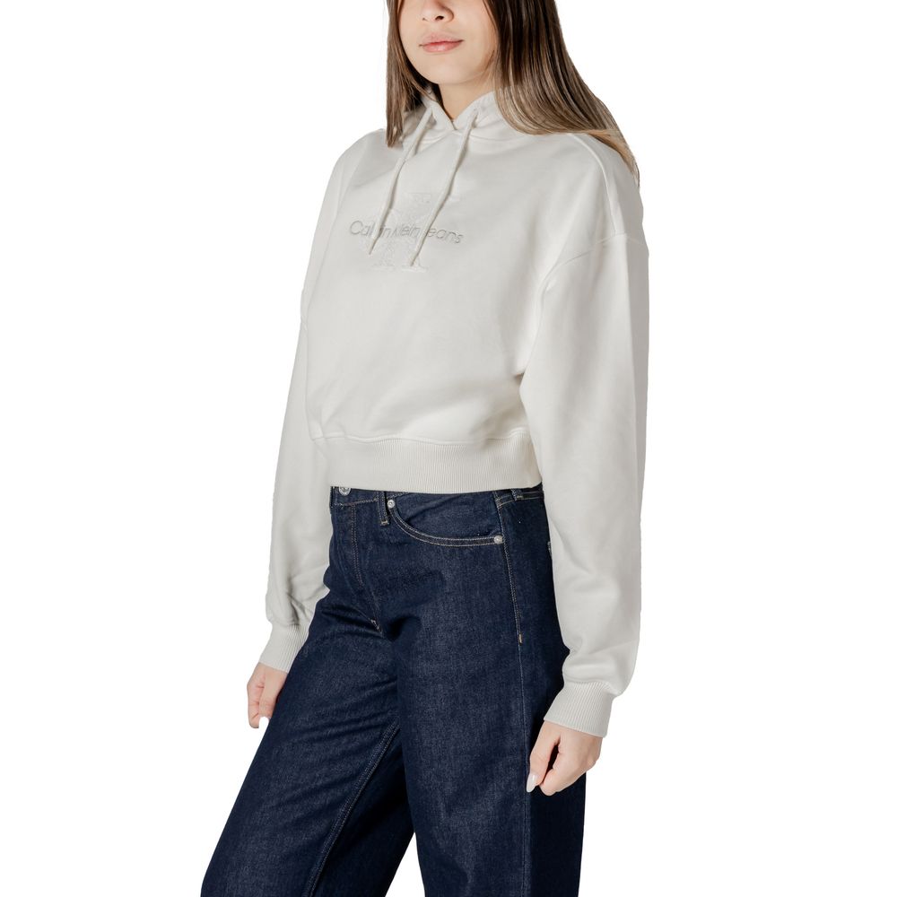 Calvin Klein Jeans Cream Cotton Hoodie for Women